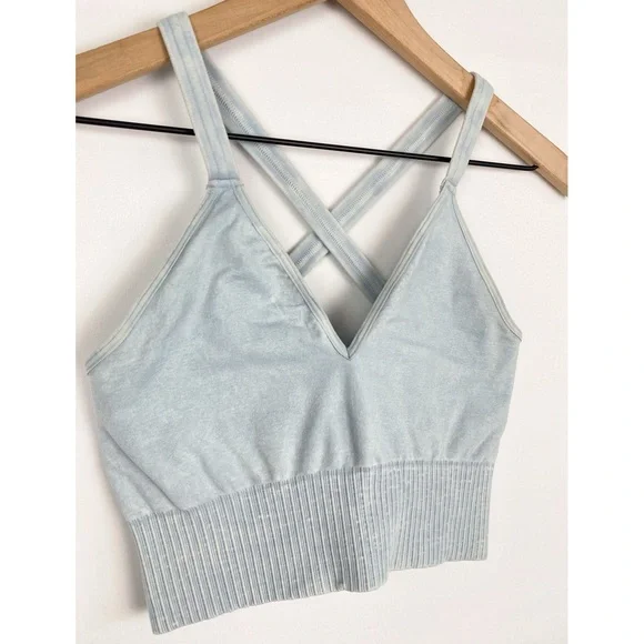 Free People Movement Good Karma Crop Tank, Ice Grey Blue - Size M/L - Picture 5 of 9
